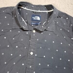 North Face Shirt Mens XL Black Geometric Circles Print Camp Outdoor Casual